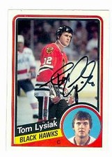 Tom Lysiak autographed Hockey Card (Chicago Blackhawks) 1984 O-Pee-Chee #39