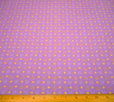 Quilt Fabric By The Yard SALE Sm Yellow White Floral on Lt Purple Cotton PC