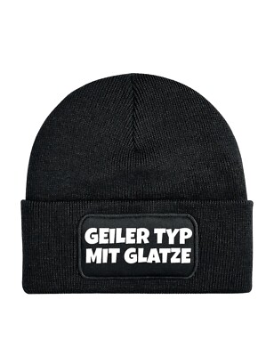 Unisex Beanie Mütze mit GEILER TYP MIT GLATZE Fun-Print Geschenk für Herren