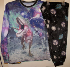 Glow In Dark Dinosaur 2 Piece Flame Resistant Pajama PJ Boys 14 / 16 Husky NWT