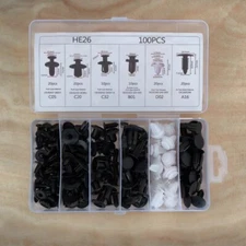 For 100PCS Car Clips Fixer Plastic Fasteners Kit Push Type Rivet Assortment