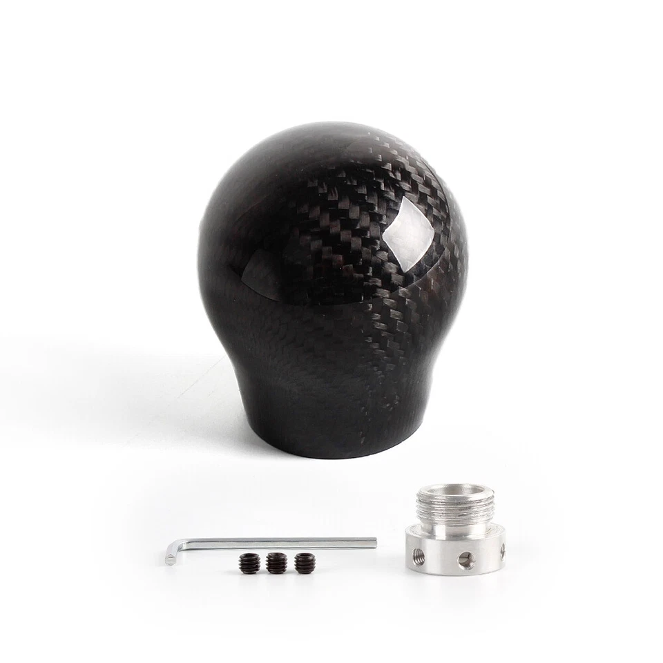 100% Real Carbon Fiber Manual Universal Gear Shift Knob Lever Shifter w/Adapter - Image 4 of 4