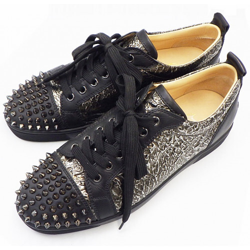 Christian Louboutin Low-Top Leather Sneakers with Spikes BLK / US7