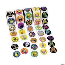 Halloween Sticker Roll Party Favors Teacher Rewards Aliens Skulls Dracula  100p