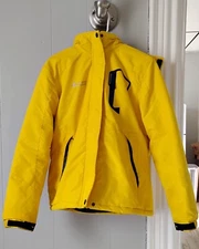 Women's bright yellow Moerdeng ski jacket, size M