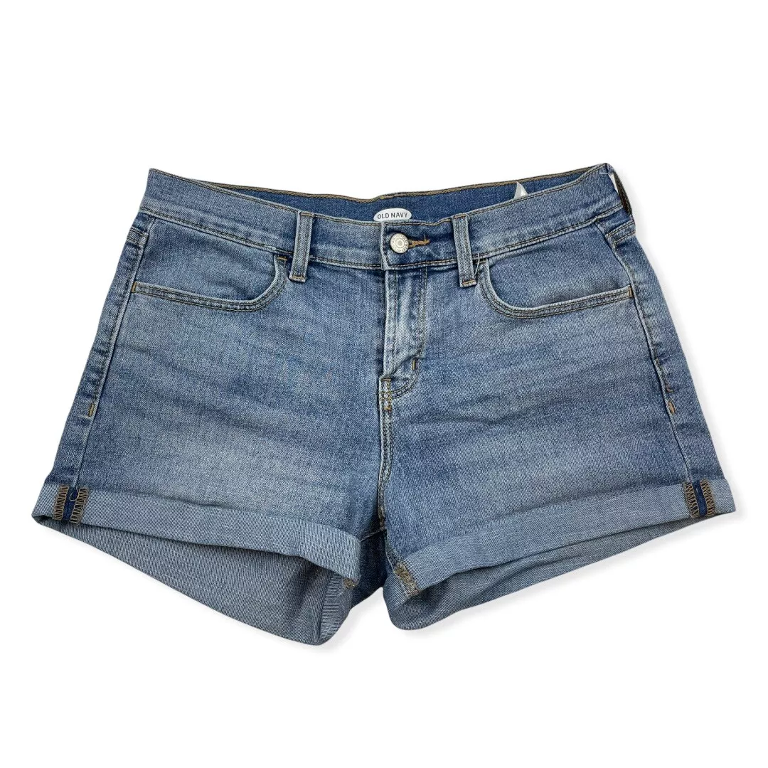 Old Navy Blue Denim Jean Cuffed Shorts Size 6 Stretch