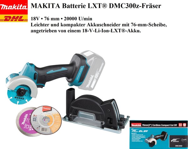 Makita Akku Dmc300Z 18V Lxt FräSer Winkelschleifer 76 Mm • 20000 U/Min Solo Set-image