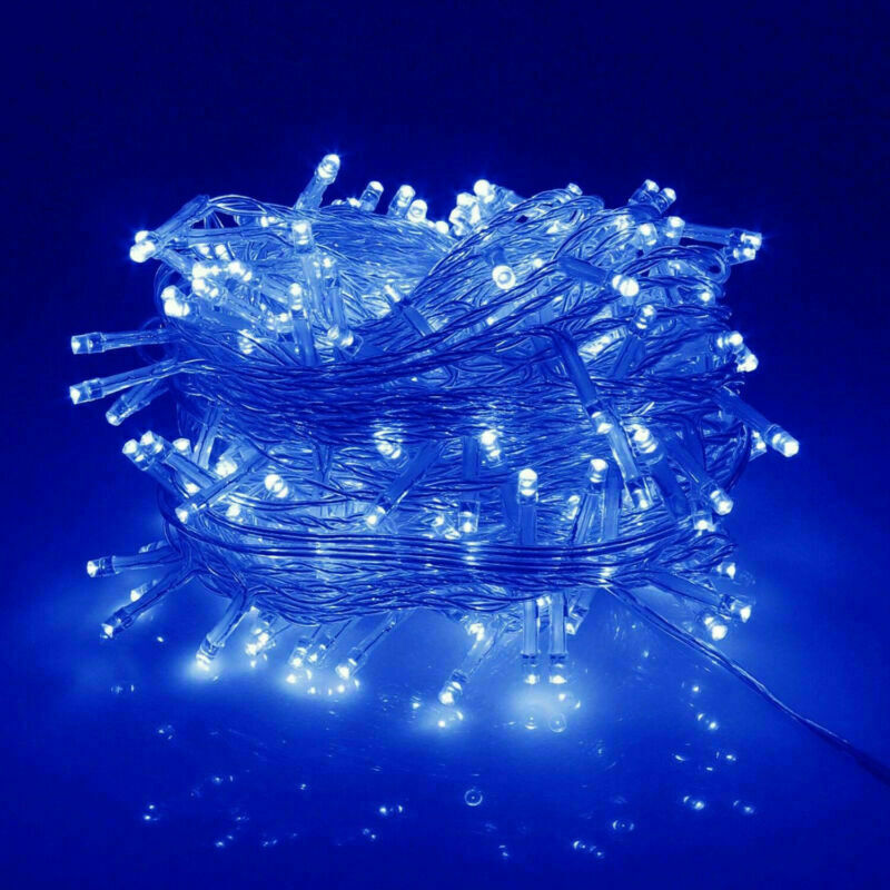 Pre Lit White Christmas Tree With Blue LED Lights Metal Stand