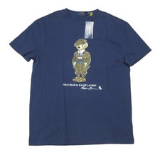 Polo Ralph Lauren Men's Navy Polo Bear Graphic Classic Fit Crew-Neck T-Shirt