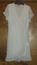 Charmed Hearts, SS, Dress, Sz L, Fully-Lined, V-neck, Elastic Waist, White Lace