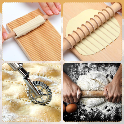 MACIFECI 12-Piece Pasta Making Tools Set - Wooden Roller, Ravioli Maker, Gnocchi Board & More - View #9
