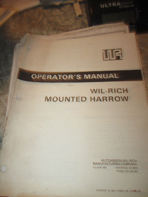 1989 Wil-Rich 3400 3-SECTION FIELD CULTIVATOR OPERATOR MANUAL ASSEMBLY INSTRUCT
