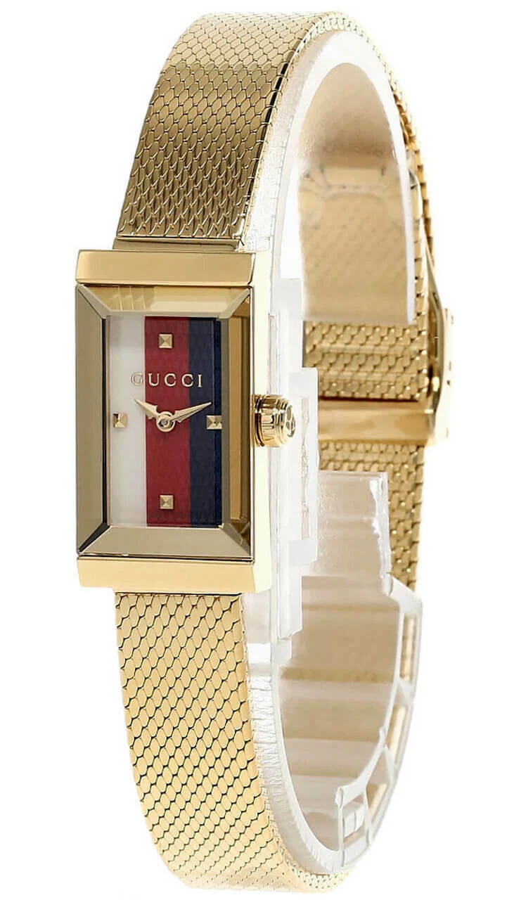 OROLOGIO GUCCI G FRAME BIANCO ROSSO ORO NAVY PVD BRACCIALE MAGLIA YA147511