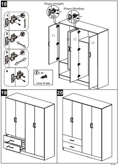 Modern Bedroom Furniture Set 4 Door 2 Drawer Mirrored Wardrobe Hanging Rail - Image 2 of 4