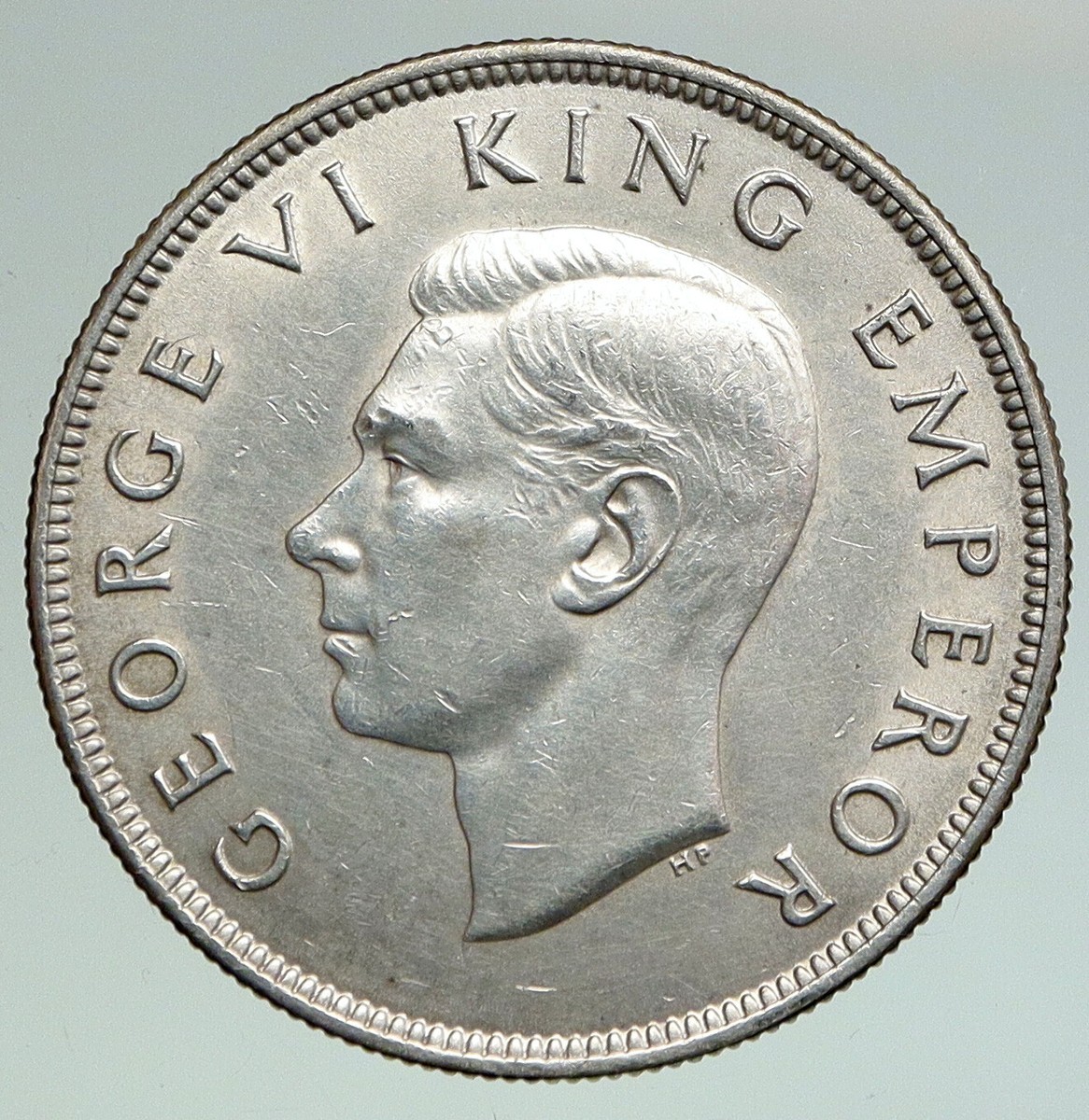 1937 NEW ZEALAND under UK King George VI OLD Silver 1/2 Crown Coin