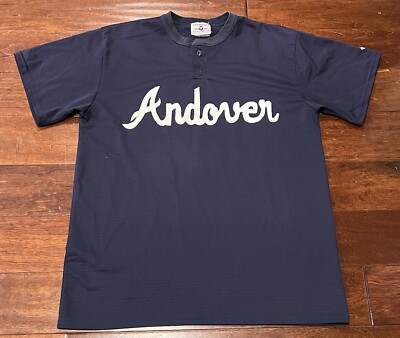 Teamwork Athletic Andover Blue White #23 Mens Large Button Baseball Jersey  Shirt