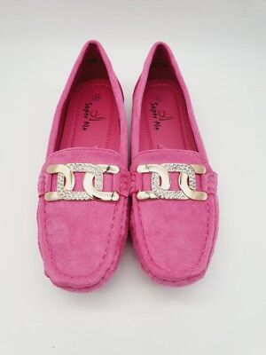 Ballerina Damen Schuhe Strass Mokassin Loafer Sommer Schwarz Fuchsia blau 36-41