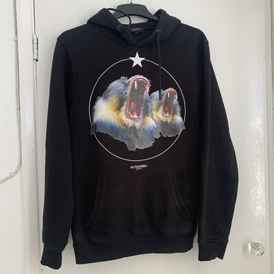 Alessandro Zavetti Mens Black Balloon Print Hoodie Jumper Sweater Size L  UK