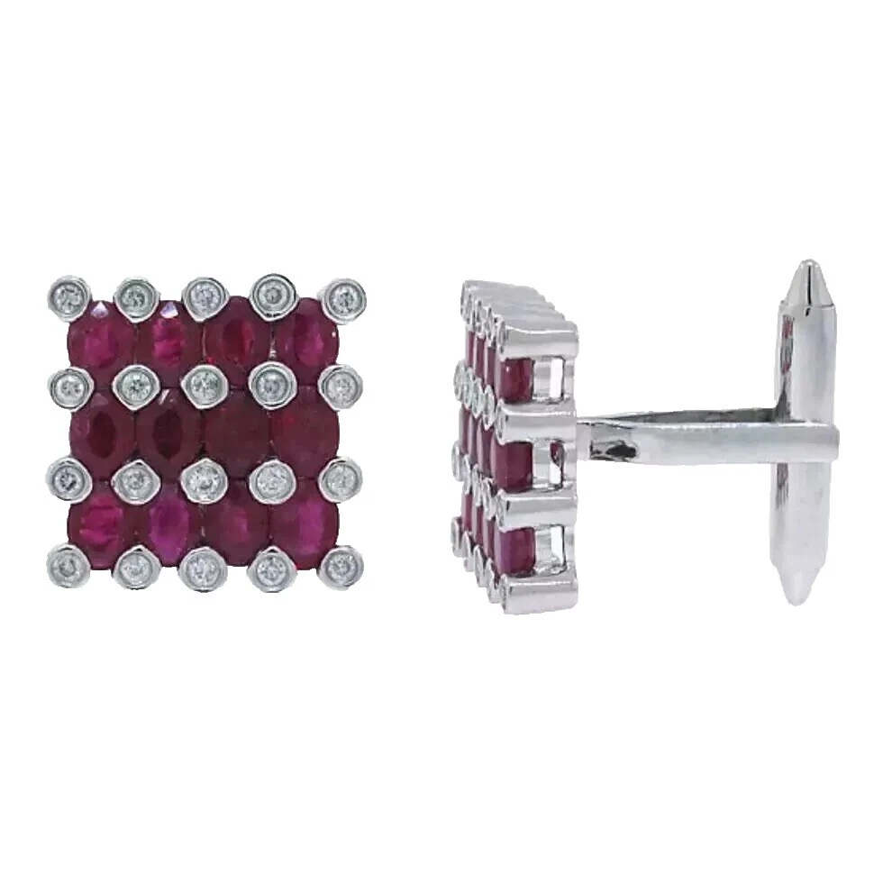 Gemelos De Plata De Ley Piedra de Rubí para hombres