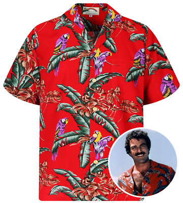 Original Tom Selleck Magnum P.I. Hawaiihemd Shirt made in Hawaii Rot