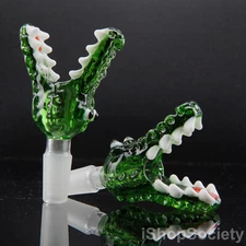 3.5" Crocodile Glass Slide Bowl 14mm Water Pipe Hookah Head Piece Thick Bowl GR