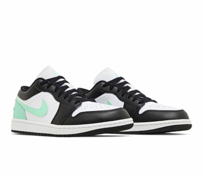 Jordan Air Jordan 1 Low Men s Low Top Lace-Up Leather Sneaker Black/White/Mint