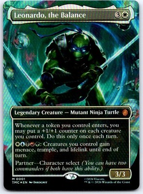 Leonardo, the Balance (Borderless) 1 Commander: TMNT MTG Foil NM/M