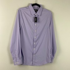 Express Performance Extra Slim Button Shirt Size M Purple Moisture Wick Stretch