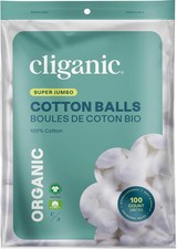 Organic Super Jumbo Cotton Balls (100 Count) - Hypoallergenic, Absorben