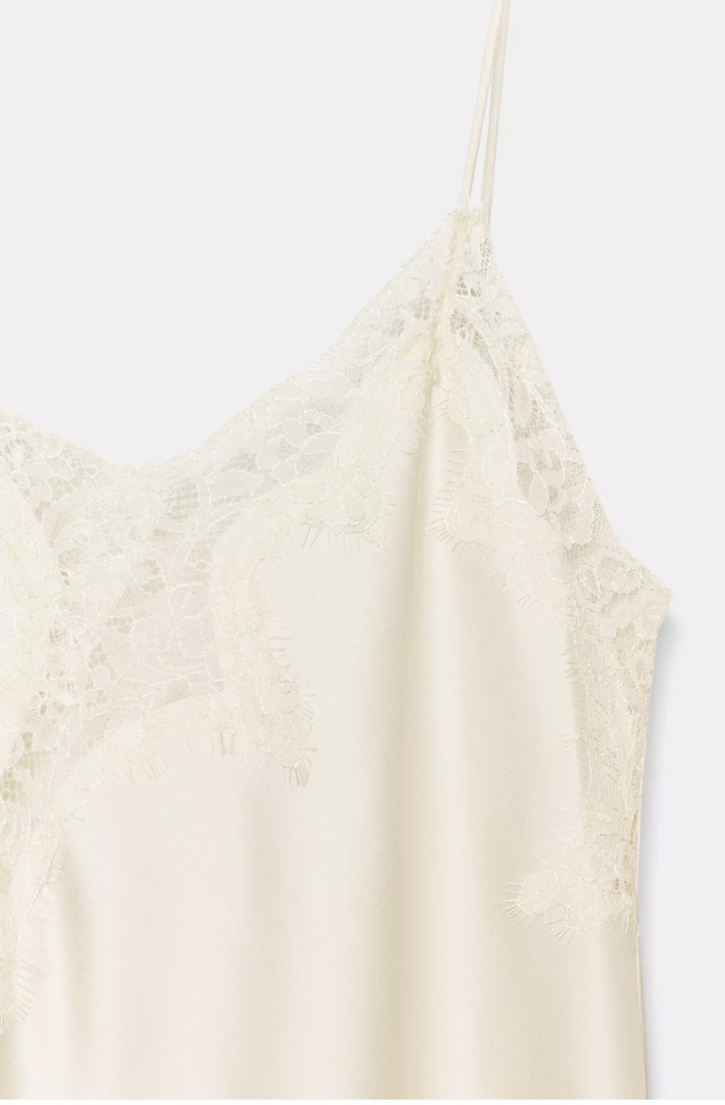 ZARA STRAPPY ZW COLLECTION ASYMMETRIC SATIN LACE CAMISOLE DRESS WHITE  5919/200  thumbnail 8