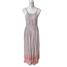 Old Navy Maxi Dress Womens Medium White Floral Boho Summer Sleeveless Festival