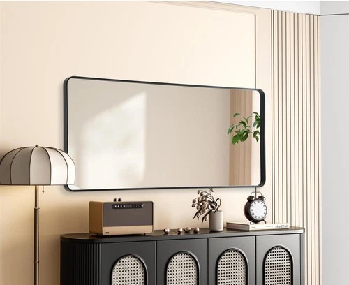 Elegant Decor Contour Metal Rectangle Mirror 32X72 In Black - Picture 7 of 11