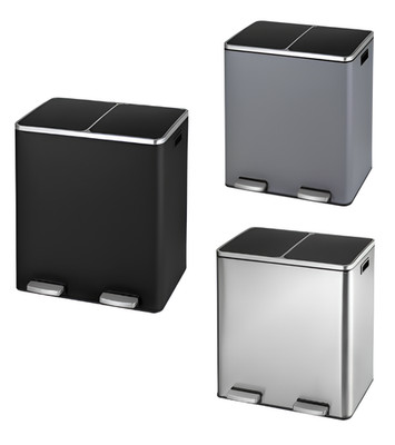 16 Gallon Stainless Steel Trash Can 60L Dual Compartment Kitchen Garbage Can