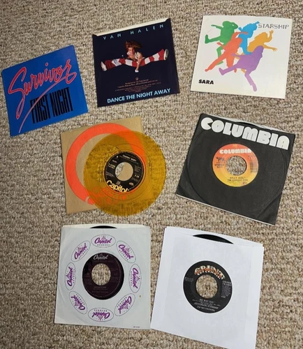 RARE LOT 7" vinyl 70's 80's Rock Pop Prog 45's + some PS's incl Van Halen