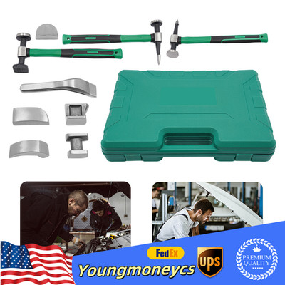 9pcs Set Hand Car Auto Body Work Hammer Fender Tool Dent Crowbar Repair Kit NEW