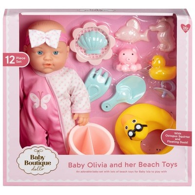 Baby Boutique Puppe Baby Olivia und ihr Strandspielzeug mit Zubehör Geschenk für Kinder
