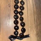 Hawaiian Kukui Nut Black Bead Necklace Heart Shaped Seeds on Ribbon Boho Jewelry — photo 6