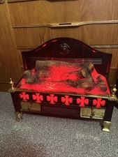 Vintage Electric freestanding Fan Fire Log AffectHeater Gothic Decor Brass Retro