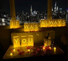 It Was Always You Light up Letters with 30 Tea Lights Candles and 1000 Red & Pin