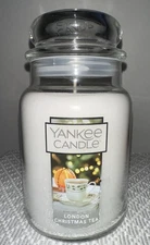 Yankee Candle London Christmas Tea ~Large 22 oz. ~ WHITE LABEL  NEW