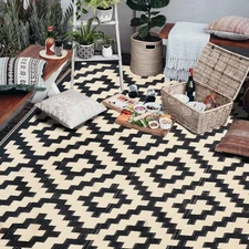 Sand-Resistant Reversible Rug, Plastic Woven Grass Carpet, Modern Area Rug