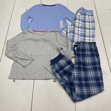 Dreamlife Pajama Set Kids 10-12 Multicolor Fleece Plaid 4 Piece Sleepwear