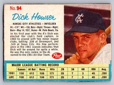 1962 POST #94 DICK HOWSER KANSAS CITY ATHLETICS