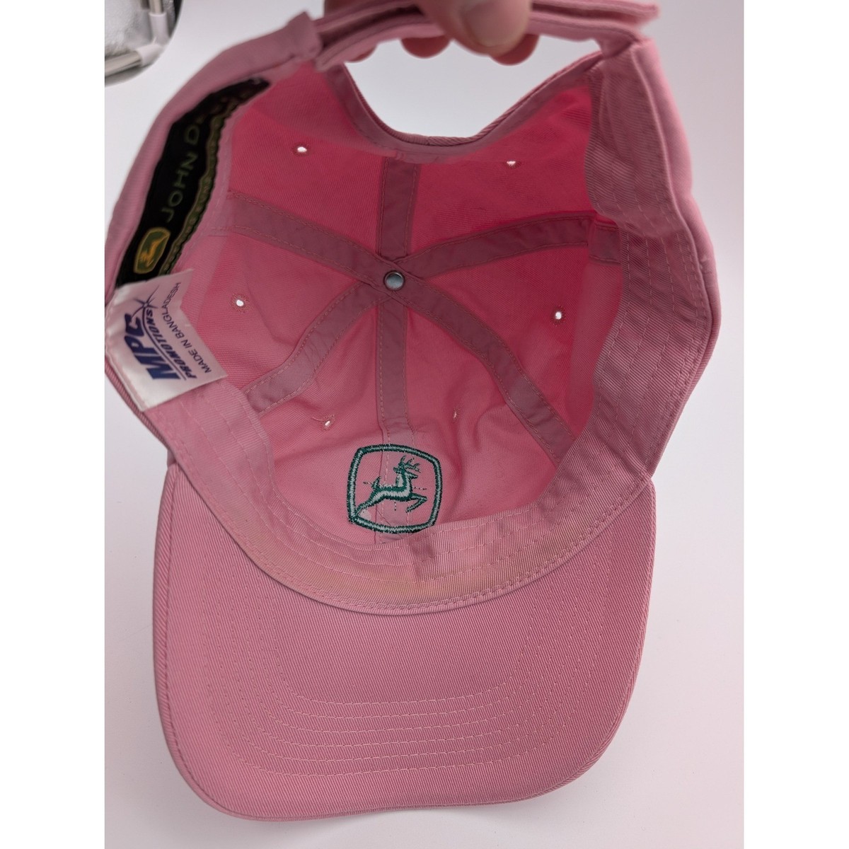 John Deere Pink Cotton Adjustable Baseball Cap Hat Embroidered Logo MPC View 5