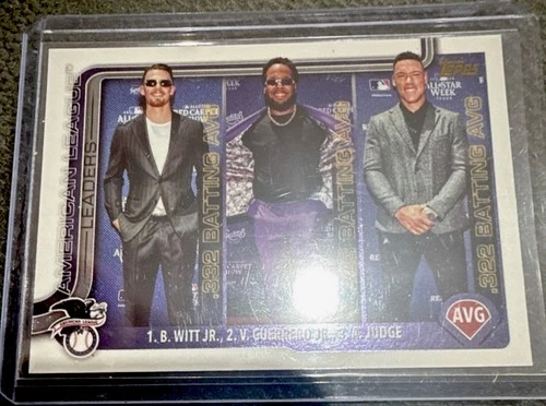 2025 Topps Series 1 AL League Leaders #345 Golden Mirror SSP Witt, Judge, Vladdy