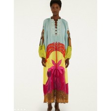 NWT Farm Rio Usiacuri Multicolor Embroidered Richelieu Maxi Dress Size L