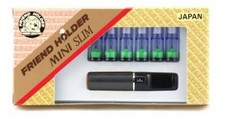 FRIEND HOLDER Mini Slim For Slim Cigarettes/Roll Ups 6 Spare Cartridges UK BLACK