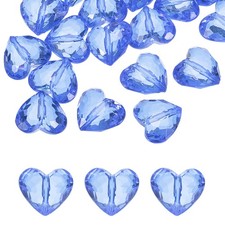 20pcs Acrylic Heart Beads 30x28mm Craft Loose Beads Crystals Gems Light Blue
