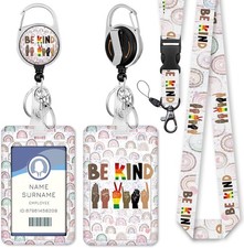 Gctriki Teacher Lanyards for ID Badges - Heavy Duty Retractable Badge Be Kind