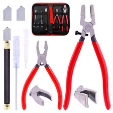 3-Pcs Premium Glass Running Breaking Pliers and Glass Cutter Tool with Two Re...